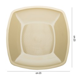 Piatti piani in plastica square champagne Goldplast  in Piatti plastica rigida riutilizzabili