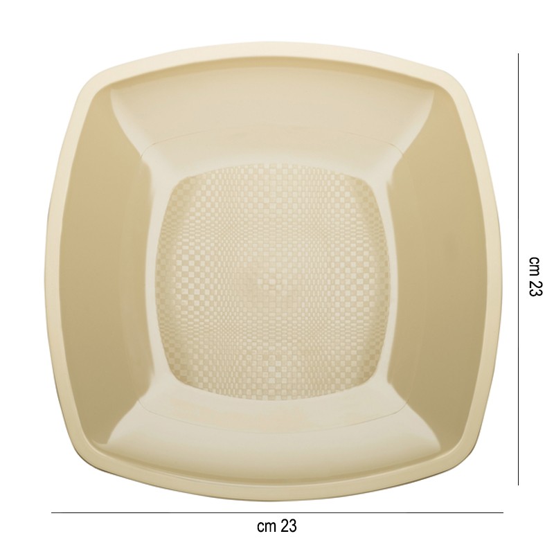 Piatti piani in plastica square champagne Goldplast  in Piatti plastica rigida riutilizzabili