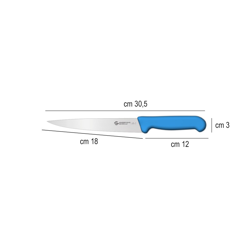 Coltello per sfilettare sanelli manico blu Ambrogio Sanelli coltelli  in Coltelli da cucina professionali