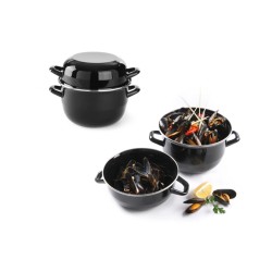 Tegame smaltato per cozze con coperchio | Vassoi e taglieri | rausa