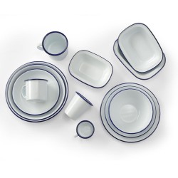 Vassoio vintage in ferro smaltato Hendi  in Porcellane