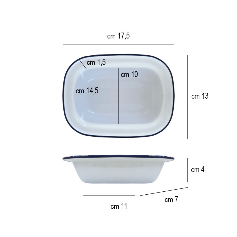 Vassoio vintage in ferro smaltato Hendi  in Porcellane