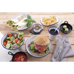 Piatto piano vintage in ferro smaltato Hendi  in Porcellane