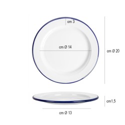 Piatto piano vintage in ferro smaltato Hendi  in Porcellane