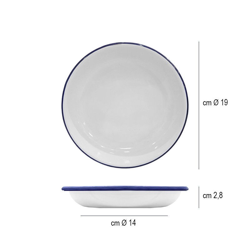 Piatto fondo vintage in ferro smaltato Hendi  in Porcellane