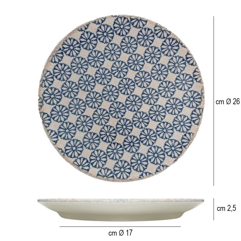 Piatto piano decorato linea siviglia Saturnia Porcellane  in Linee