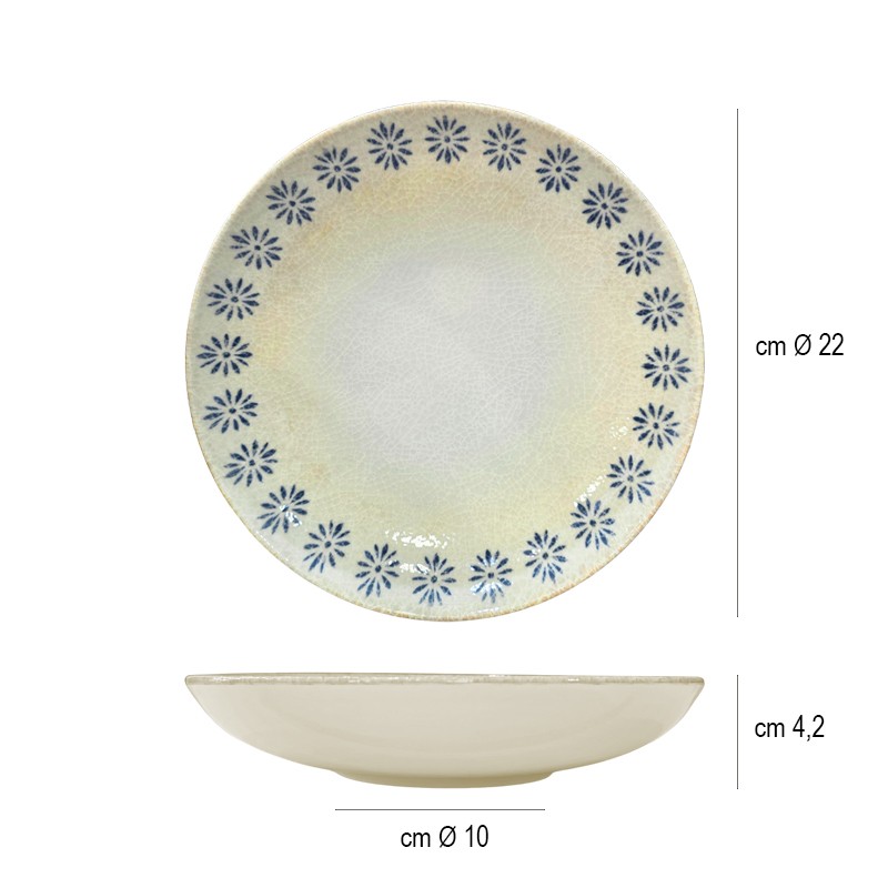 Piatto fondo decorato linea siviglia Saturnia Porcellane  in Linee