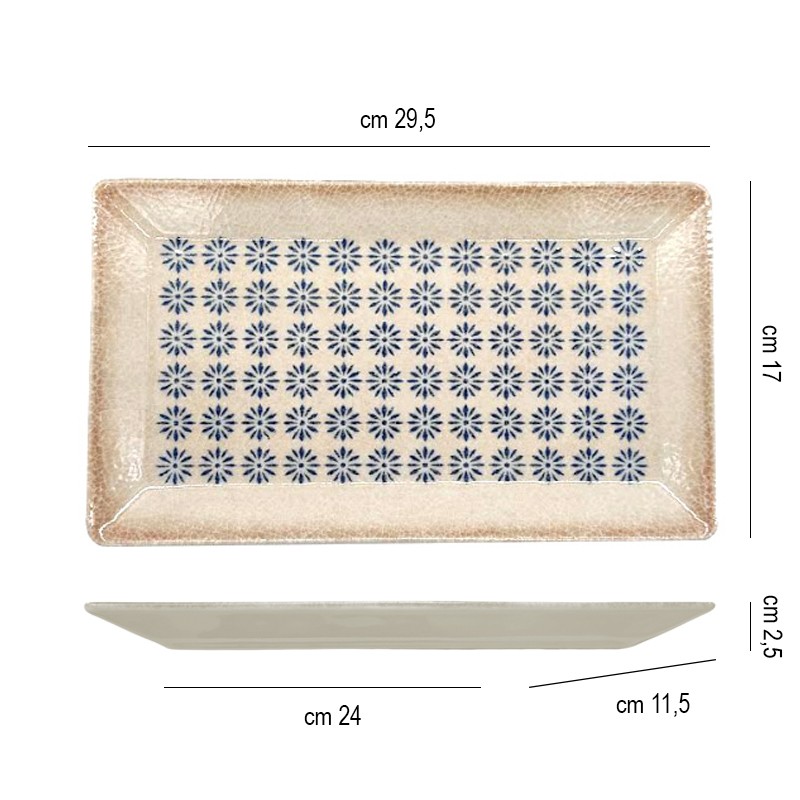 Vassoio rettangolare decorato linea kimi   in Linee