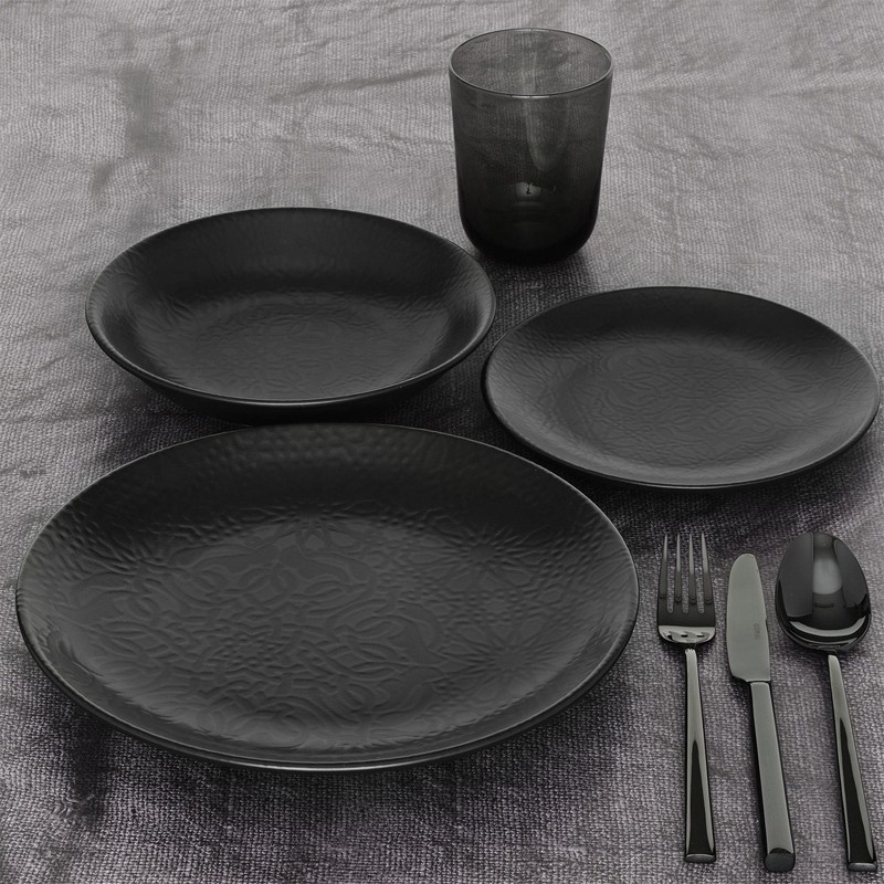 Ciotolina ovale gural black matt   in Porcellane