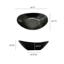 Ciotolina ovale gural black matt   in Porcellane