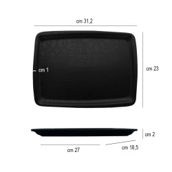 Vassoio rettangolare gural black matt   in Porcellane