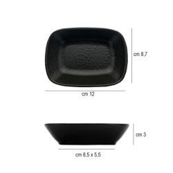 Ciotolina rettangolare gural black matt   in Porcellane