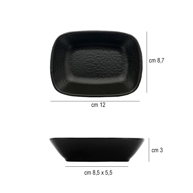 Ciotolina rettangolare gural black matt   in Porcellane