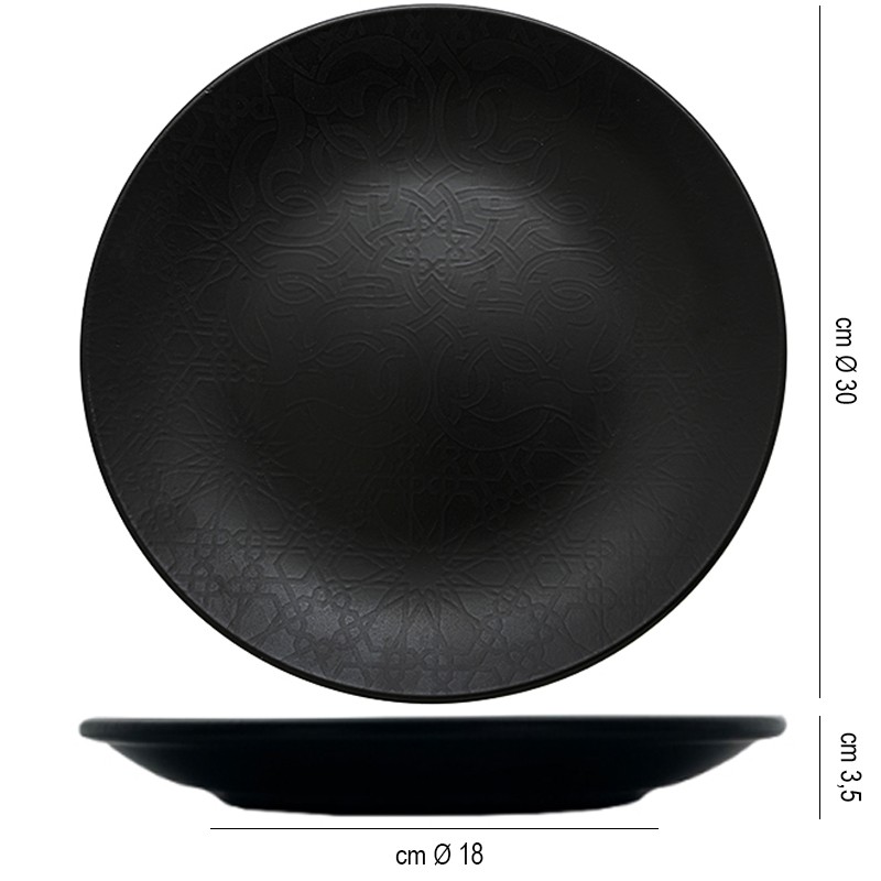 Piatto piano gural black matt   in Porcellane