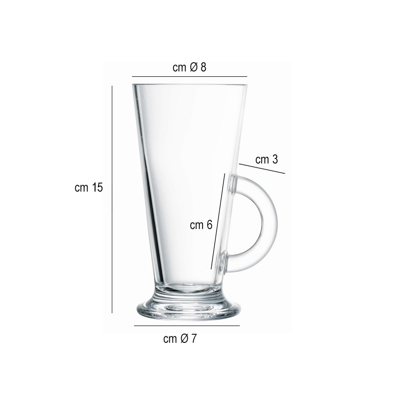 Bicchiere latte macchiato vetro Latino Arcoroc  in Porcellane