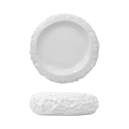 Piatto alto effetto pietra bianco | Piatti da ristorante | Rausa srl
