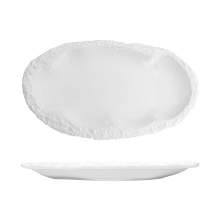 Piatto ovale effetto pietra bianco | Piatti da ristorante | Rausa srl