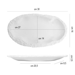 Piatto ovale effetto pietra bianco   in Linee
