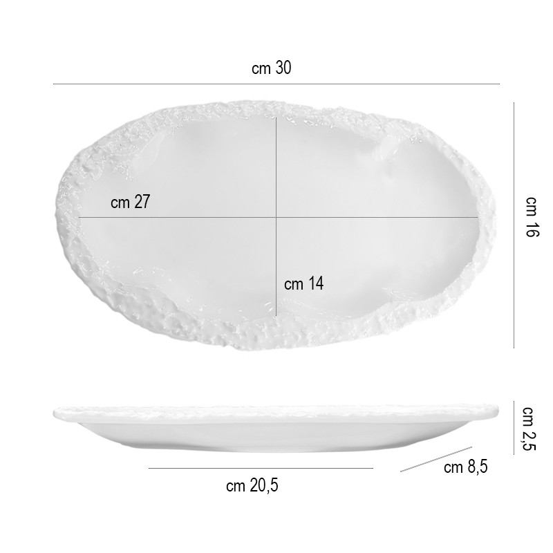 Piatto ovale effetto pietra bianco   in Linee