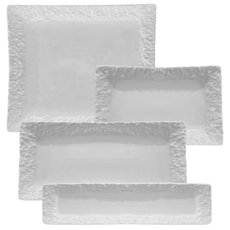 Vassoio rettangolare effetto pietra in porcellana bianca | Rausa srl