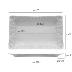 Vassoio rettangolare effetto pietra in porcellana bianca   in Porcellane