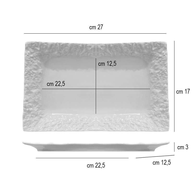 Vassoio rettangolare effetto pietra in porcellana bianca   in Porcellane