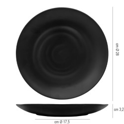 Piatto tondo melamina nero Leone decorazioni  in Porcellane