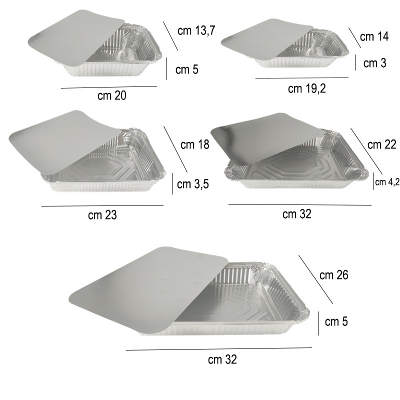 Vaschette alluminio con coperchio   in Contenitori per alimenti monouso