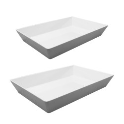 Vassoio in melamina rettangolare bordo alto bianco  | Rausa srl