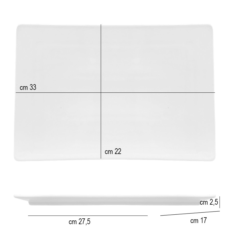 Vassoio rettangolare piatto   in Porcellane