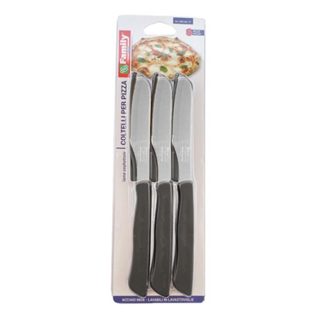 Coltelli pizza con manico nero set da 6 pezzi | Posate da tavola