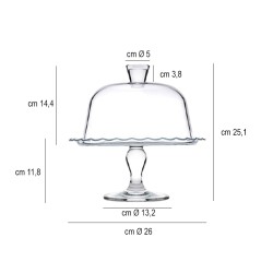 Alzata per torte in vetro con campana   in Porcellane