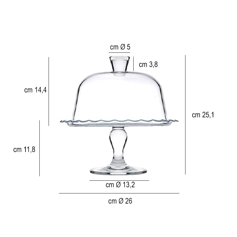 Alzata per torte in vetro con campana   in Porcellane