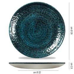 Piatto piano churchill studio prints homespun chroma blue Churchill Porcellana  in Piatti colorati