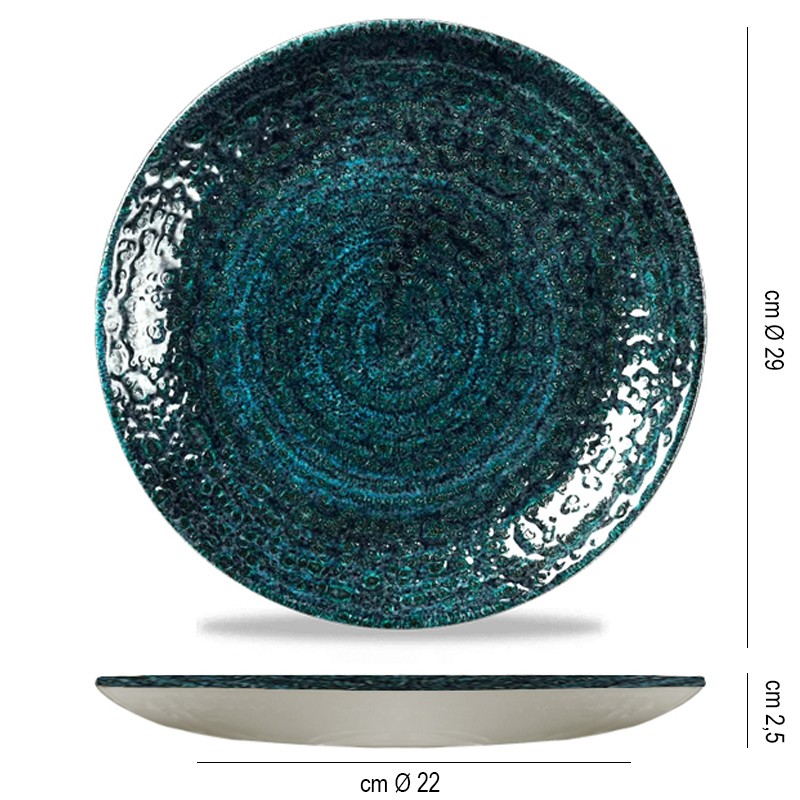 Piatto piano churchill studio prints homespun chroma blue Churchill Porcellana  in Piatti colorati