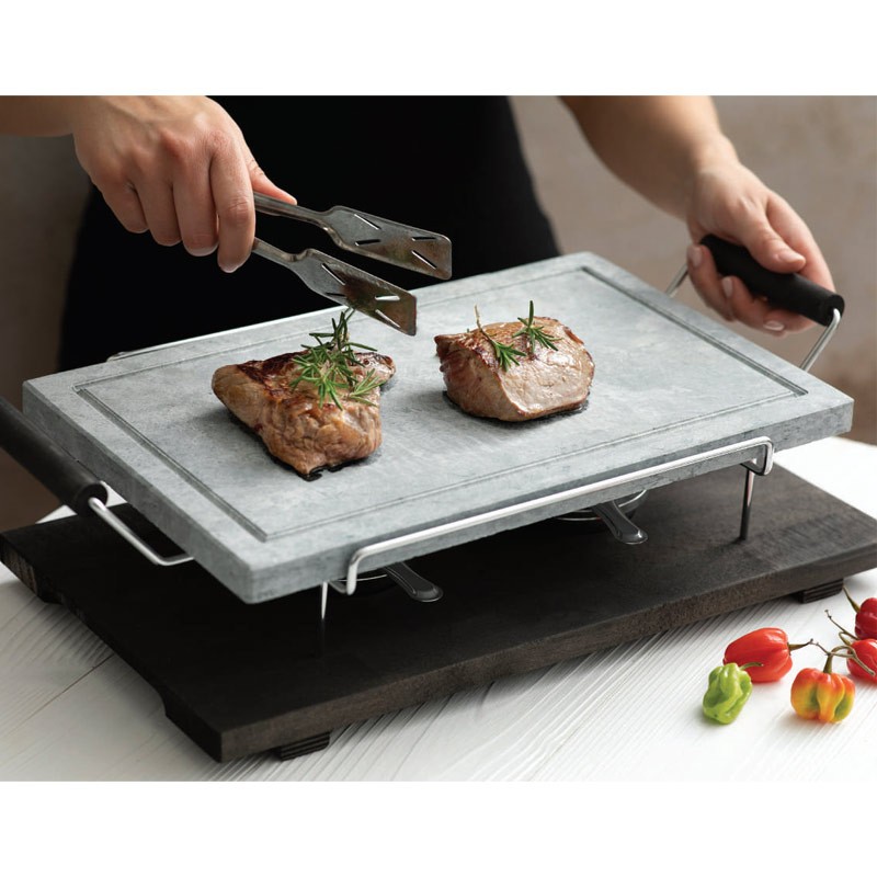 Pietra ollare rettangolare con fornelletti Pepper Style by Bisetti  in Mantenimento calore