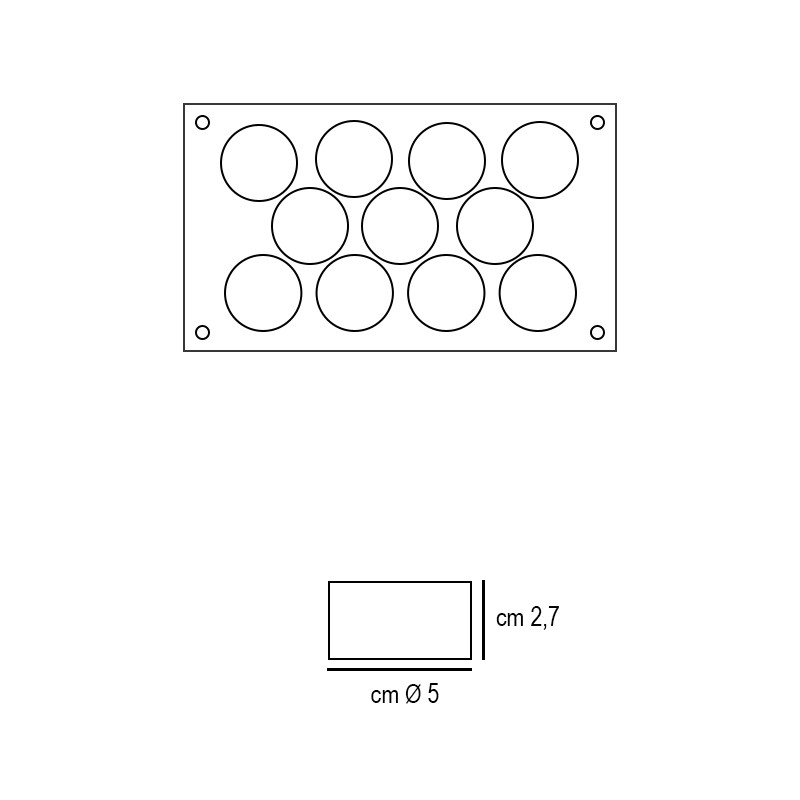 Stampo in silicone 11 cilindri Silikomart  in Stampi in silicone per dolci