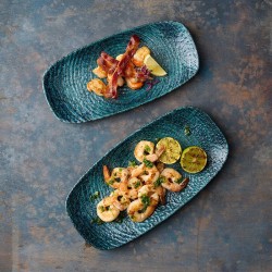 Vassoio churchill studio prints homespun chroma blue Churchill Porcellana  in Linee