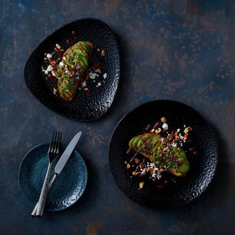 Piatto dessert churchill studio prints homespun chroma blue Churchill Porcellana  in Linee