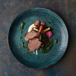 Piatto dessert churchill studio prints homespun chroma blue Churchill Porcellana  in Linee