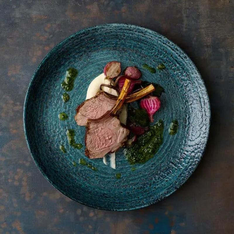 Piatto dessert churchill studio prints homespun chroma blue Churchill Porcellana  in Linee