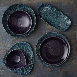 Piatto dessert churchill studio prints homespun chroma blue Churchill Porcellana  in Linee