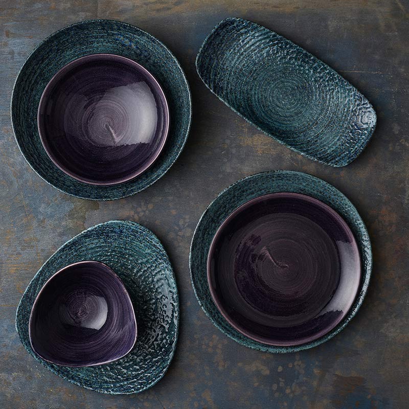 Piatto dessert churchill studio prints homespun chroma blue Churchill Porcellana  in Linee