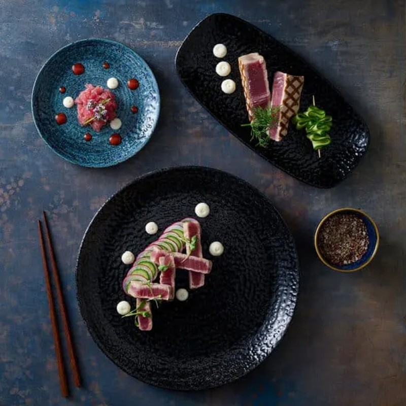 Piatto dessert churchill studio prints homespun chroma blue Churchill Porcellana  in Linee