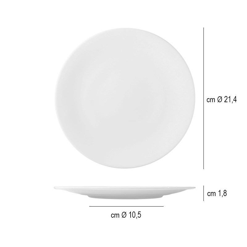 Piatto dolce bone china neve Arthur Krupp  in Linee