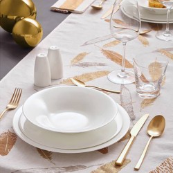 Piatto fondo bone china neve Arthur Krupp  in Linee