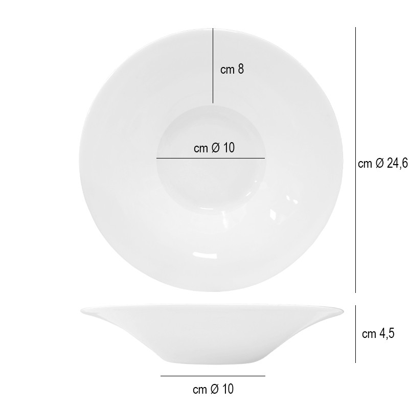Piatto fondo bone china neve Arthur Krupp  in Linee