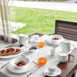 Piatto piano ovale bone china neve Arthur Krupp  in Linee