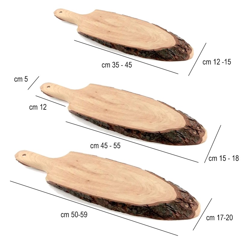 Tagliere legno corteccia con manico   in Porcellane