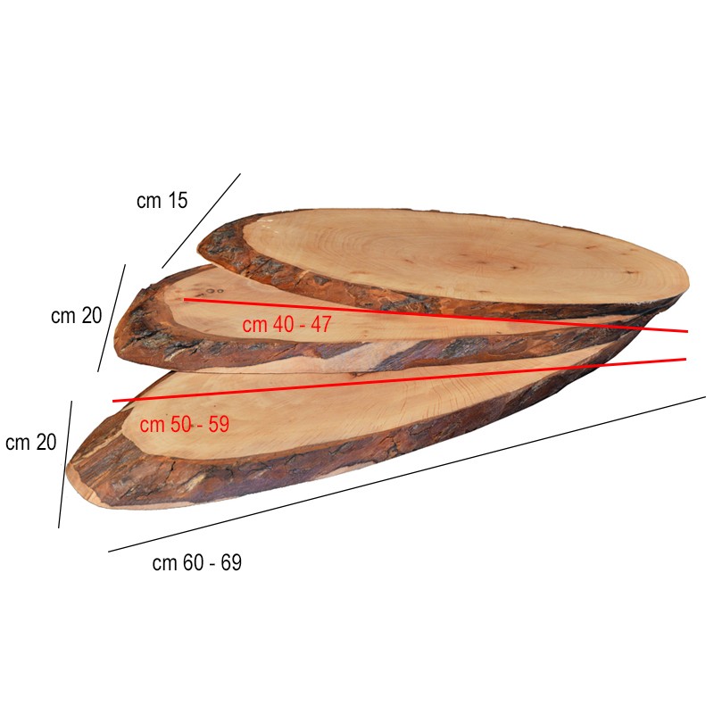 Tagliere legno con corteccia   in Porcellane